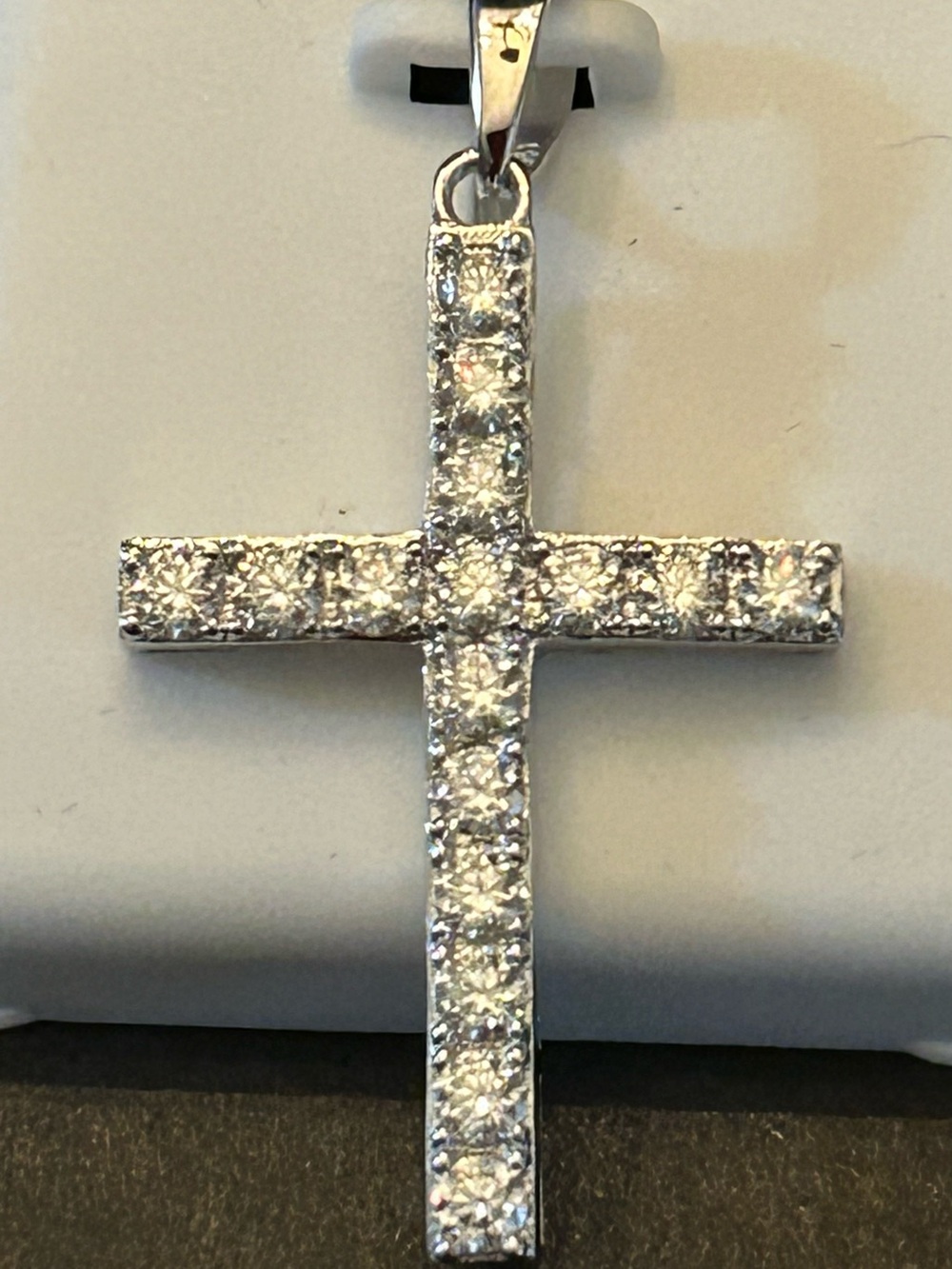 1.00CTW Unisex Round Moissanite Cross Pendant Necklace in 925 Sterling Silver